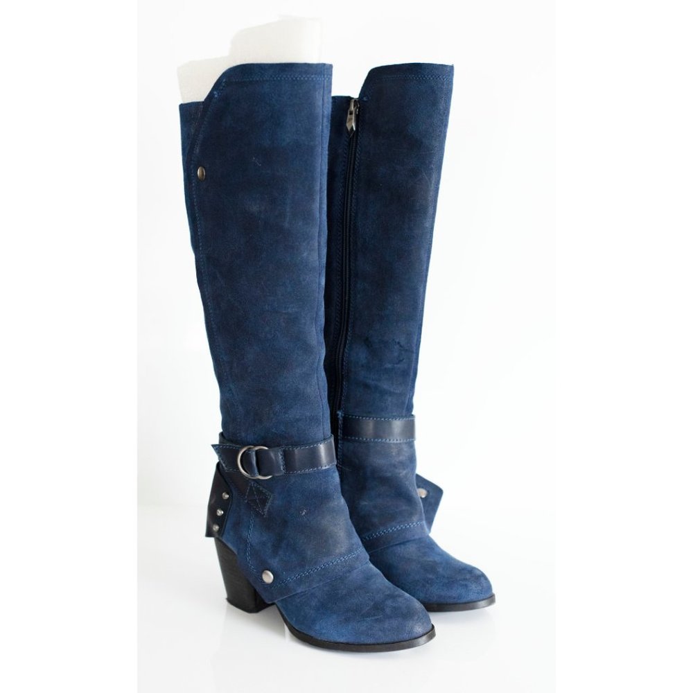 Fergie Blue Suede Boots
